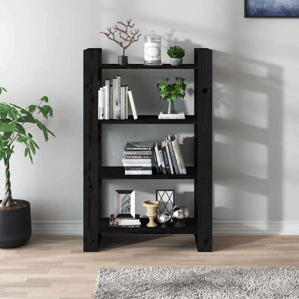 Vidaxl Bookshelf/Room Divider, Black, 80X35X125 Cm, Pine