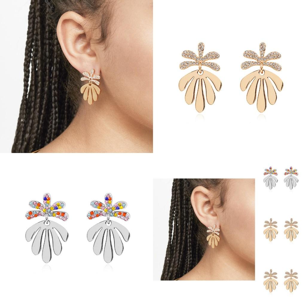 Delicate Leaf Stud Earrings Chic Alloy Design In Gold And Silver Perfect For Celebrations