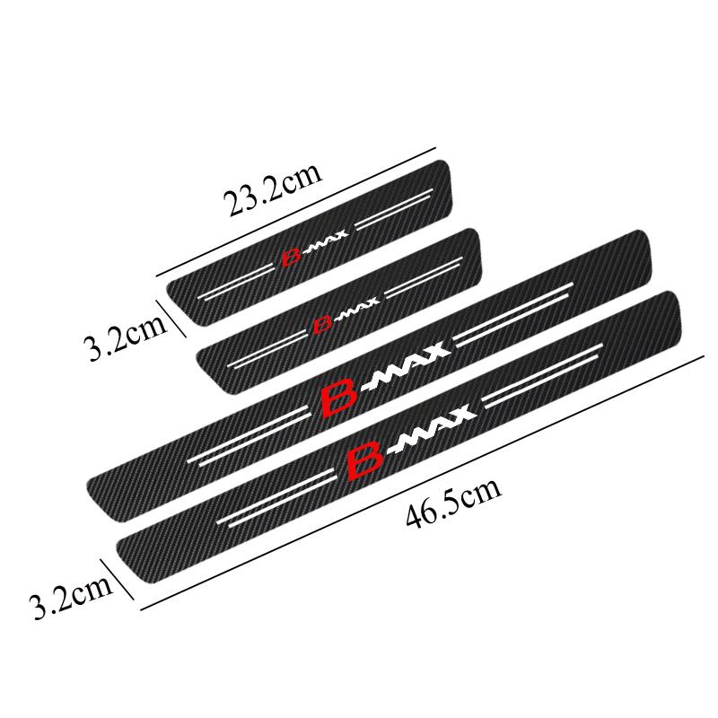 4pcs Carbon Fiber Car Door Sticker For Ford Smax Cmax Bmax Auto Threshold Decoration