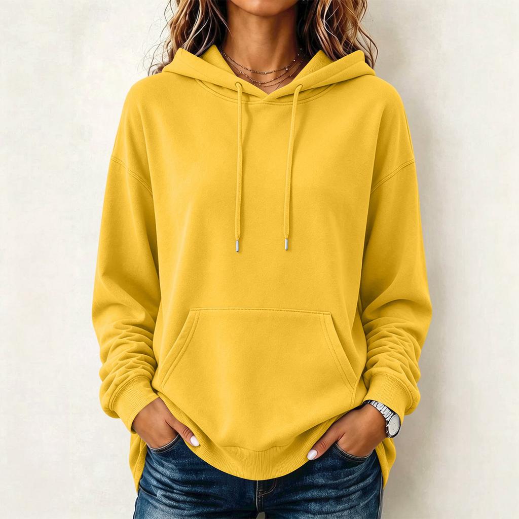 Women's Fashion Long Sleeve Hoodie Pullover Color Casual Top for Daily Wear