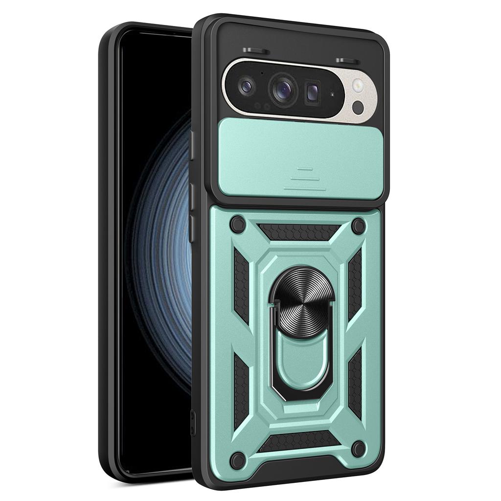 For Google Pixel 9 Pro/Pixel 9 Case with Slide Camera Lid PC+TPU Kickstand Phone Cover