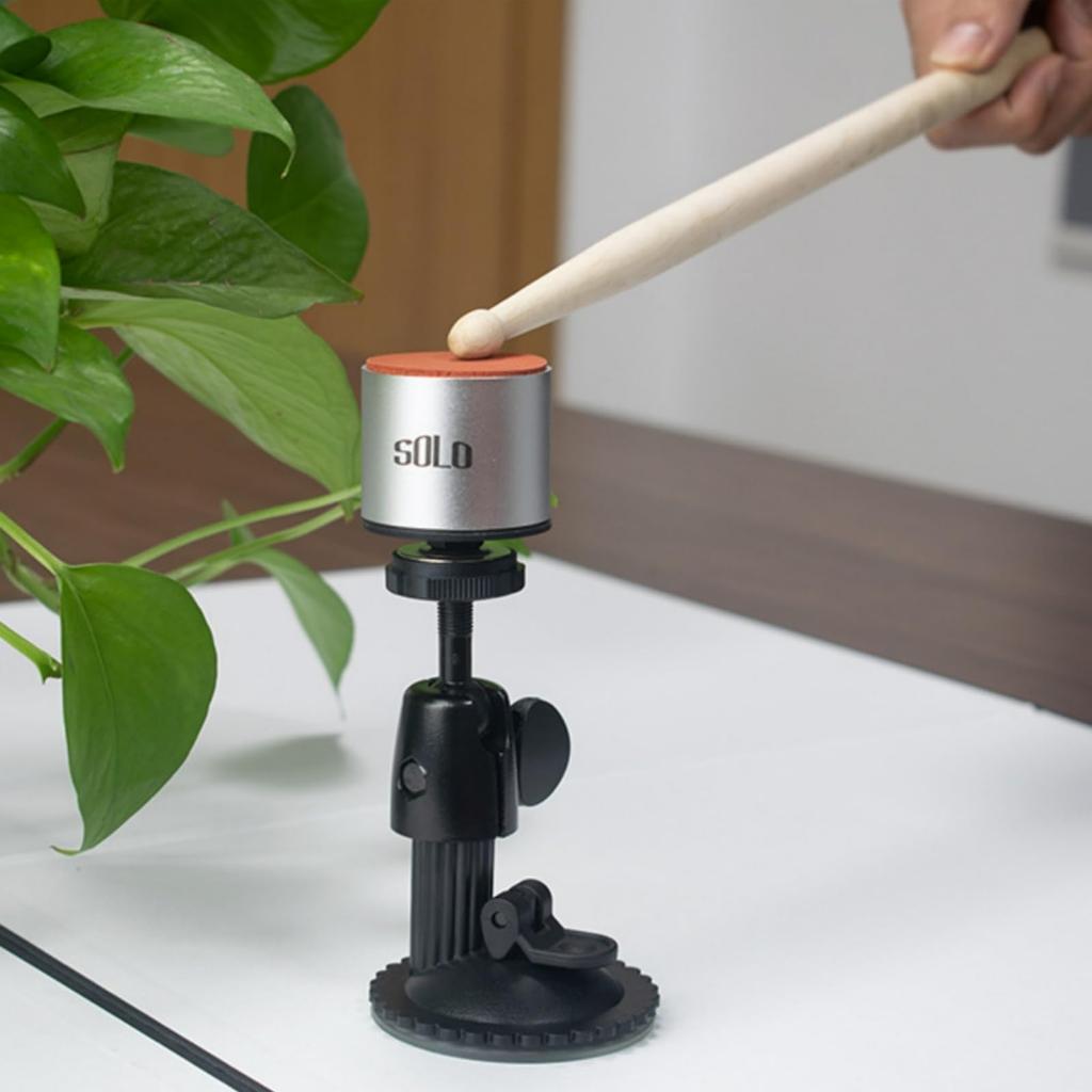 Mini Mute Drum Practice Kit with Suction Cup Stand and 180° Adjustable Suction Cup Mount for Drums (Silver)