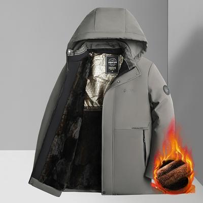 Men's Thermal Velvet Cotton Clothes Removable Hooded Winter Youth Men's Cotton-padded Clothes