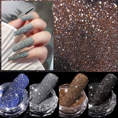 1Box Holographic Nail Glitter Laser Shiny Nail Art Sequins Silver Diamond Powder Dust Gel Nail Polish Manicure Decor