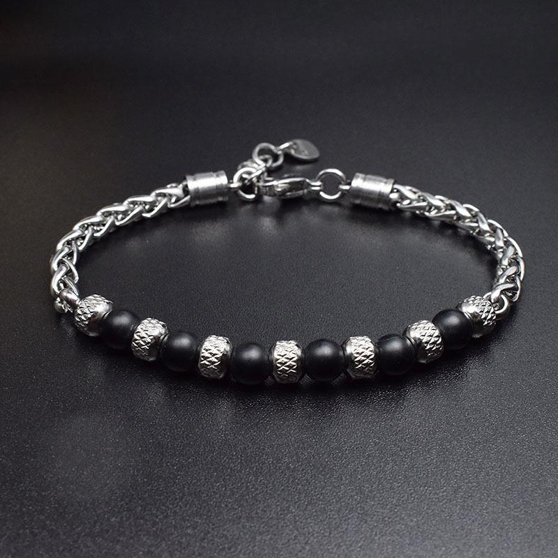 Noter Stainless Steel Braelet Men Adjustable Chain Link Braclet Homme 6mm Natural Sodalite Onyx Tiger Eyes Braslet Pulsera Gift