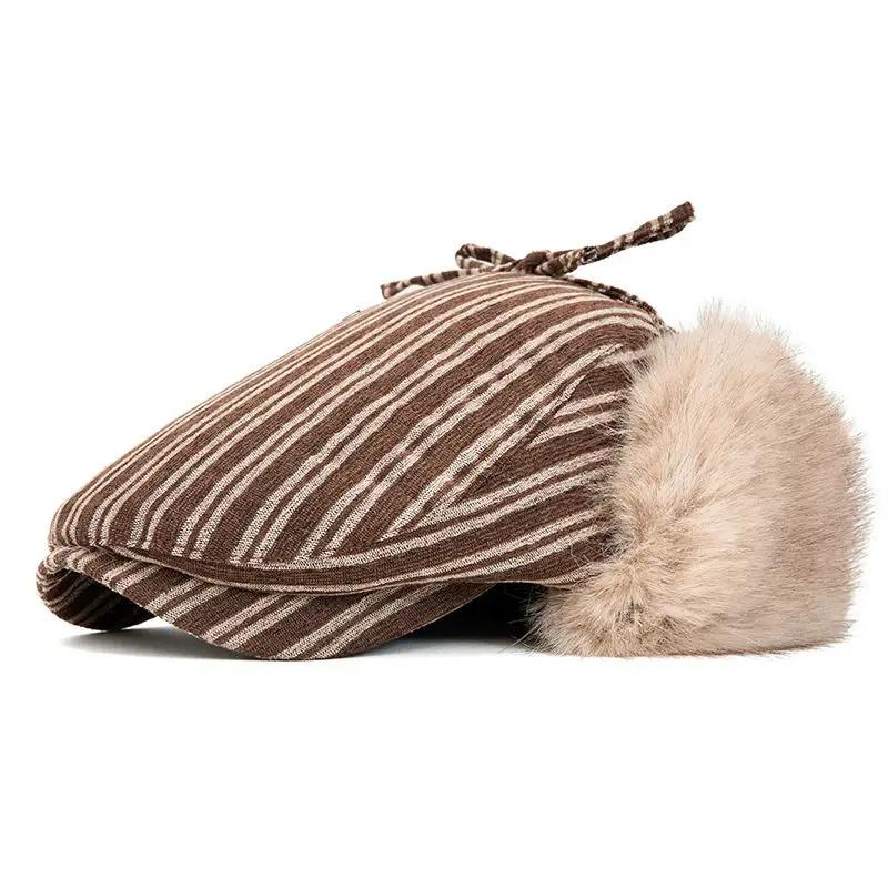 

LDSLYJR Winter Cotton Print Warm Newsboy Caps Men Flat Cap Women Painter Beret Hats 153 55-60cm Wear