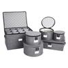 Round Dinner Plate Storage Box with Lid - Dustproof Fabric Bin with Needle-Punched Cotton