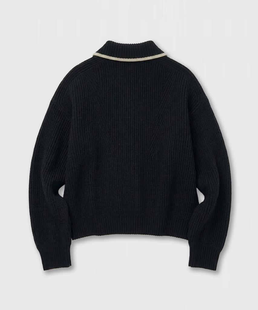 LMOOD Peekaboo Zip-Up Collared Knit ( 2 Colors )