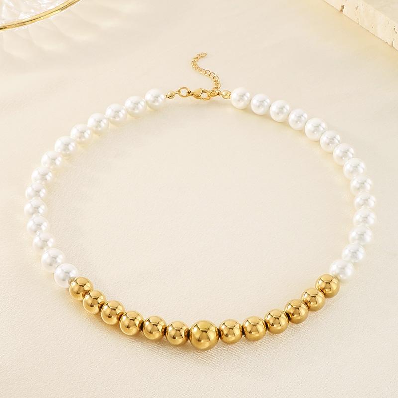 Luxurious Shell Pearl and Stainless Steel Beads Necklace Hip Hop Men's Women's Jewelry Bohemia Personalized Party Accessories