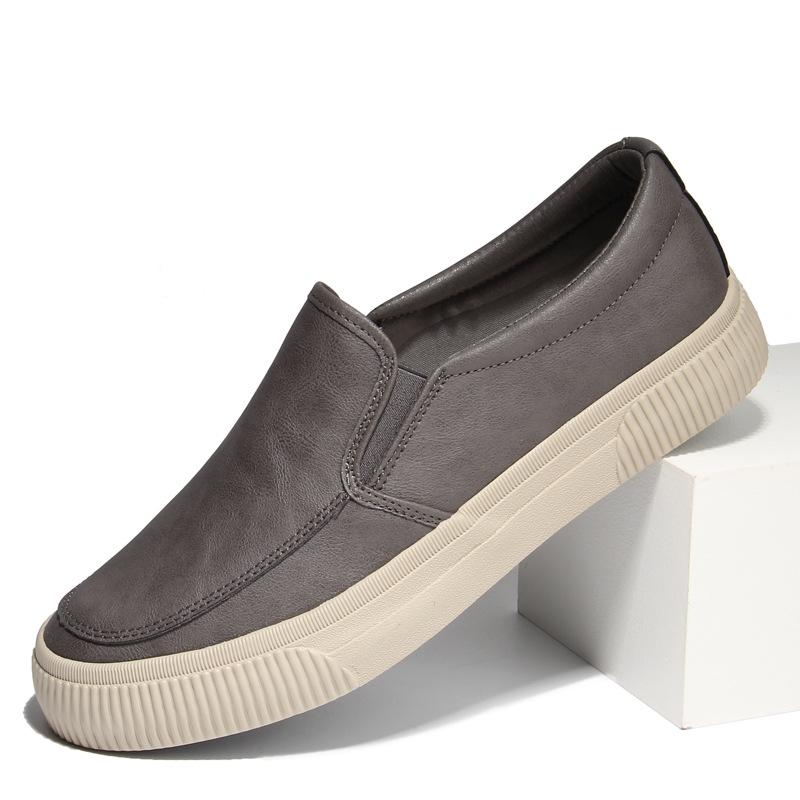 Versatile Men'S Leather Shoes Breathable Casual Fashion Low-Top Board Shoes One Pedal Trend Small Leather Shoes