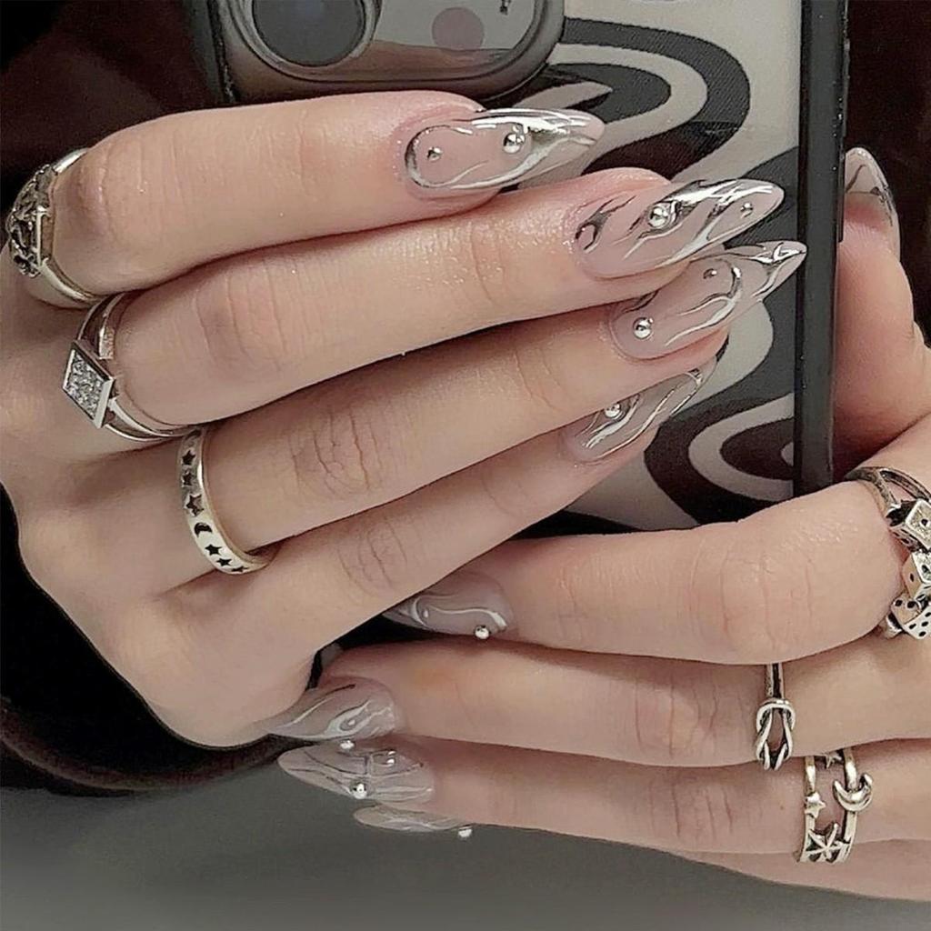 High-End French Almond Press-On Nails - Medium-Long, Stylish & Elegant