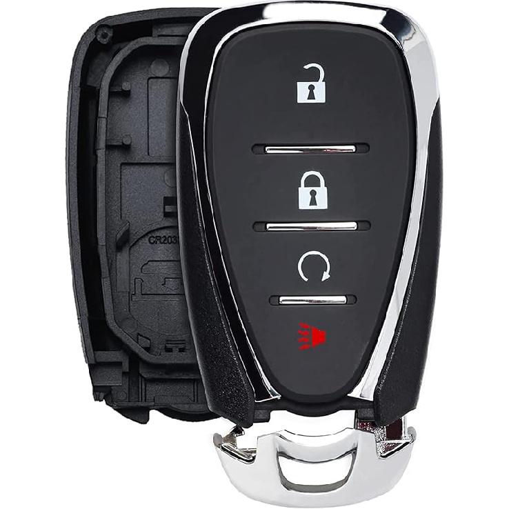 Key Fob Shell with Battery for Chevrolet 2016-2024, Alliskeys 4-Button Smart Key Case Cover Replacement for Chevy 2016-2024 HYQ4AA HYQ4EA HYQ4AS