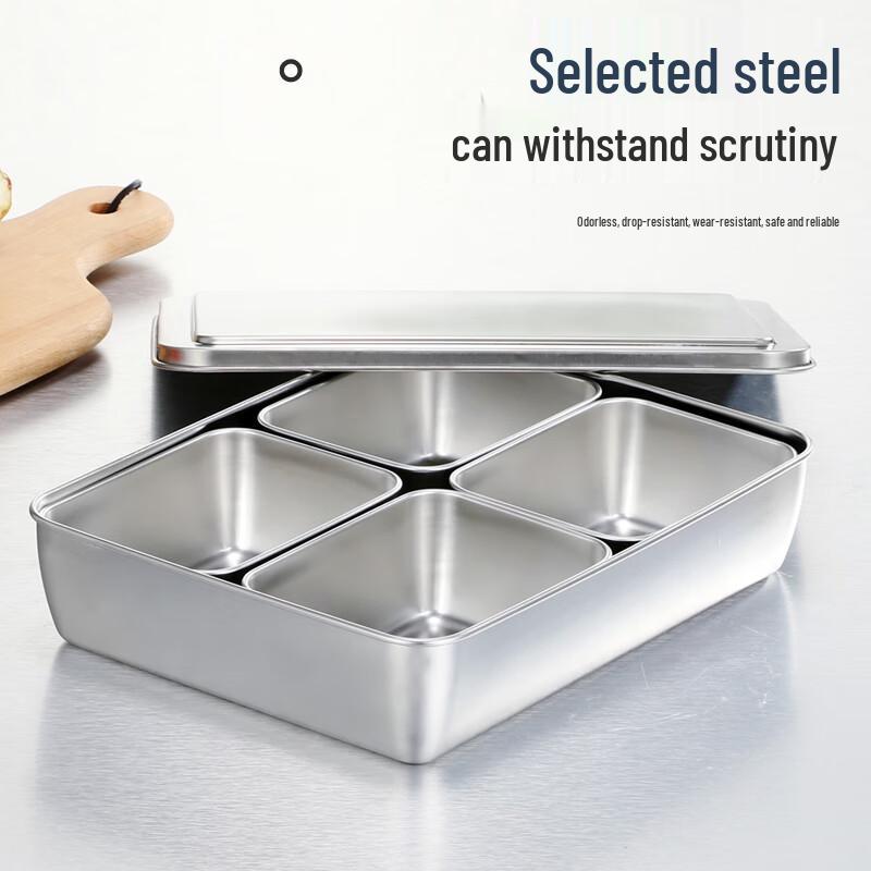 Stainless Steel 4-Compartment Condiment Box
