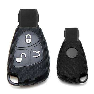 "Carbon Fiber" Style Silicone Key Fob Cover For Mercedes Gen1 C E S G CL Keyless