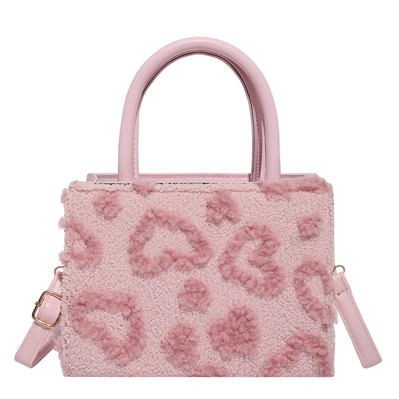 Large capacity portable travel sweet cute girl love makeup tote bag women's plush shoulder messenger bag