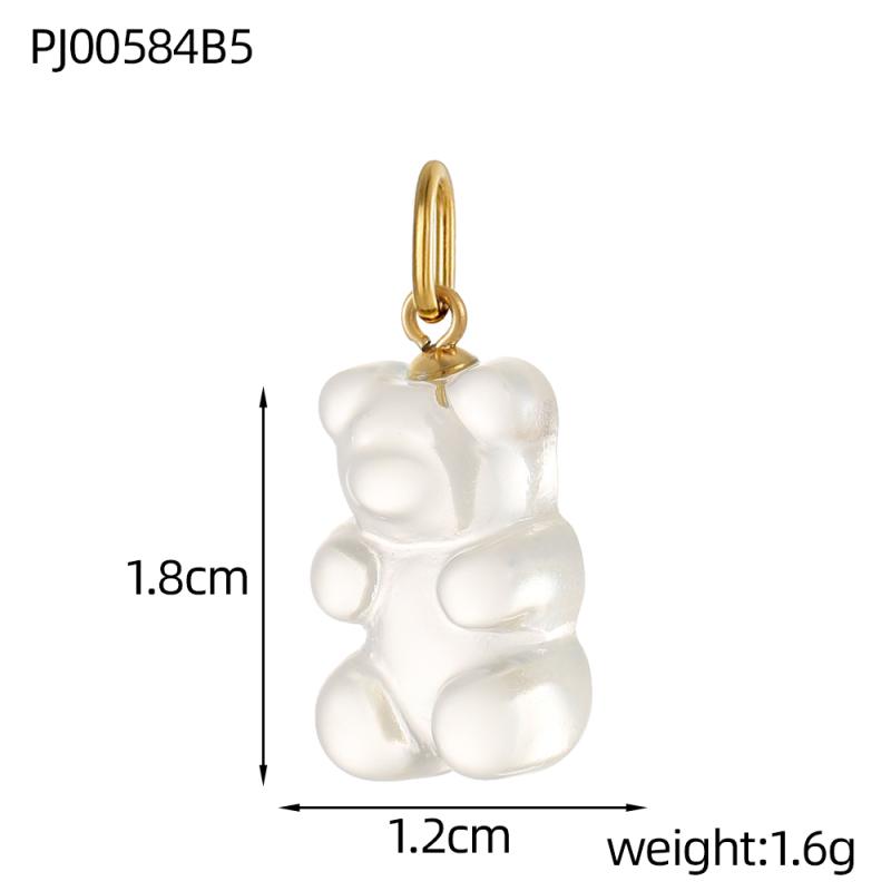 

CARLIDANA Manna Macaron Color Stainless Steel Gold Plated Cute Teddy Bear Resin Acrylic Charms For Jewelry Keychain Making