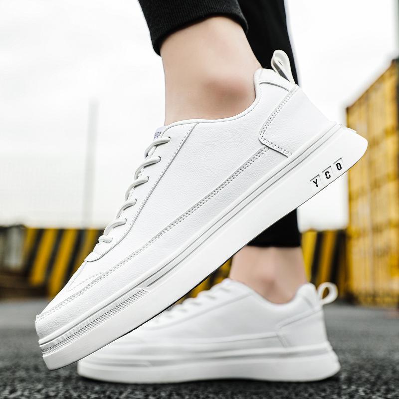 Large size men's shoes summer casual flat white shoes new breathable low top thick baseplate shoes youth fashion trendy shoes
