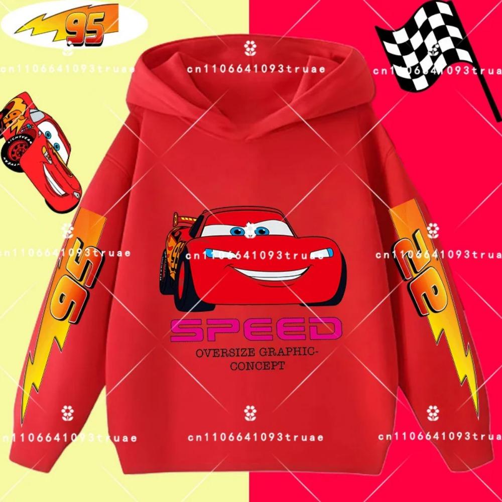 Cars Lightning McQueen Racing Children Hooded Sweatshirt Boy Girl Autumn Winter Daily Outdoor Vacation Casual Warm Sportswear