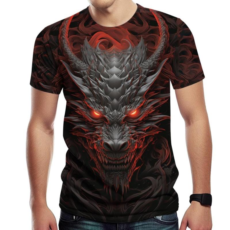 3D Print Chinese Loong T-Shirt For Men Women Retro Dragon Pattern T Shirts Summer