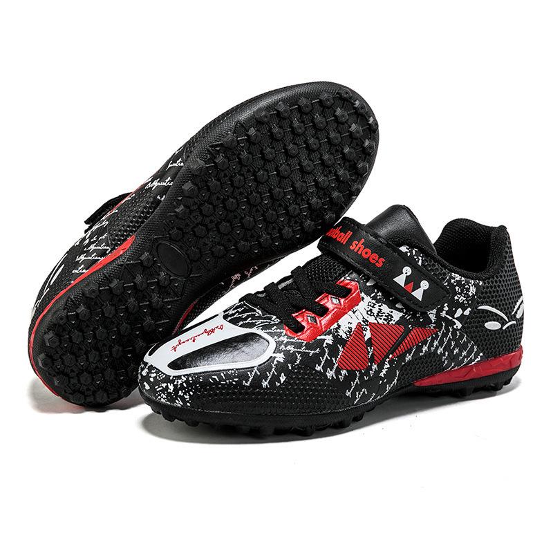Oddychające Uniwersalne Dziecięce Buty Piłkarskie na Trening Zewnętrzny z Rzepami i Kolcami