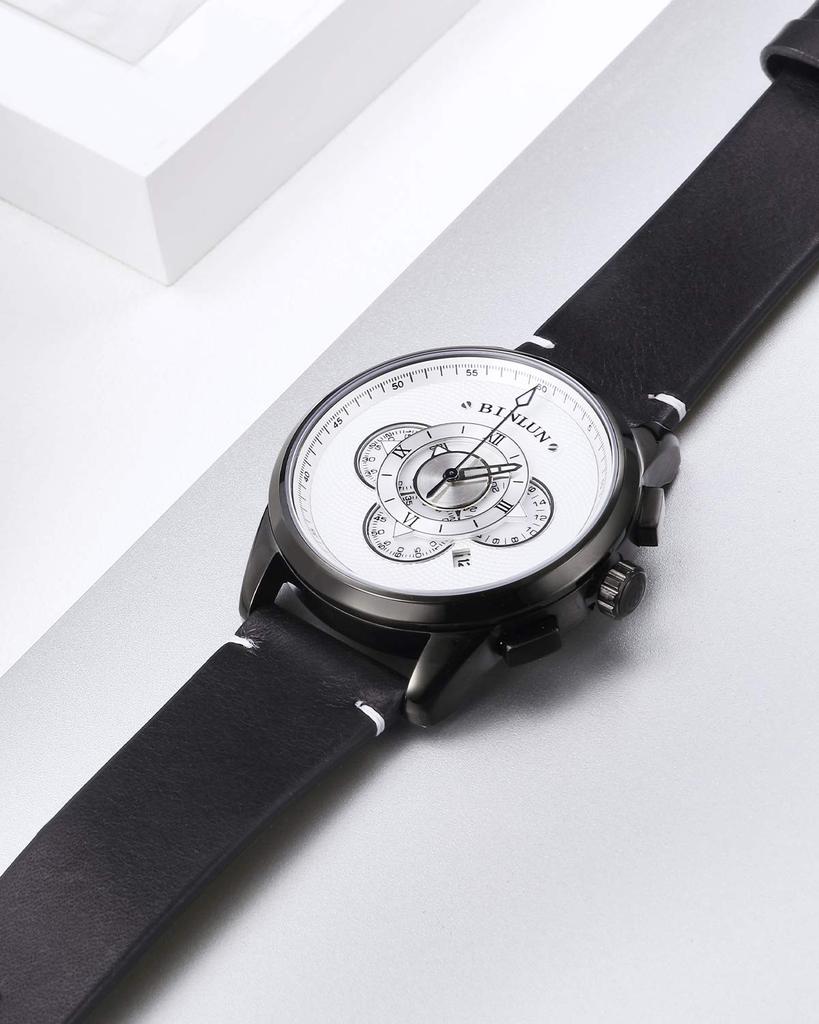 BINLUN Quartz Hand Display Date and Time Indication Multipurpose Hand Chart 30M Waterproof Black Dermal Hand Chart Men's [product]