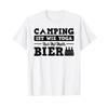 Camping T Shirt with German Text "Ist Wie Yoga Nur Mit Mehr Beer" White Vintage Washed Versatile Unisex