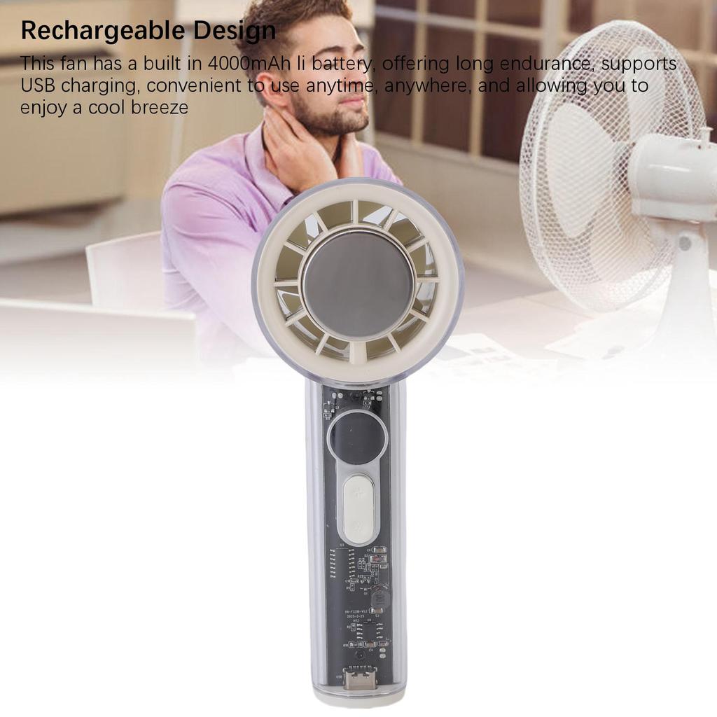 Handheld Fan USB Rechargeable High Speed Silent Fan for Office Bedroom Travel Semiconductor Ice Cooling