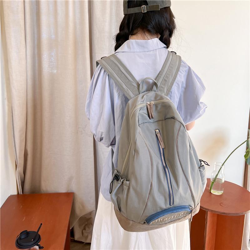 New nylon canvas bag women's new soft collapse backpack leisure students class large capacity backpack