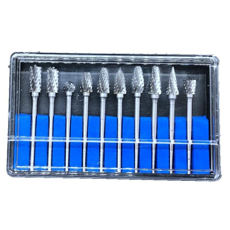 10ks/sada Ocelové rotační frézy Sada 3*6mm Stopka Dřevo DIY Elektrická brusná hlava Vrták