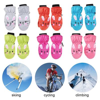 Windproof Children Boys Girls Cartoon Rabbit Thick Warm Waterproof Sports Mittens Kids Ski Gloves