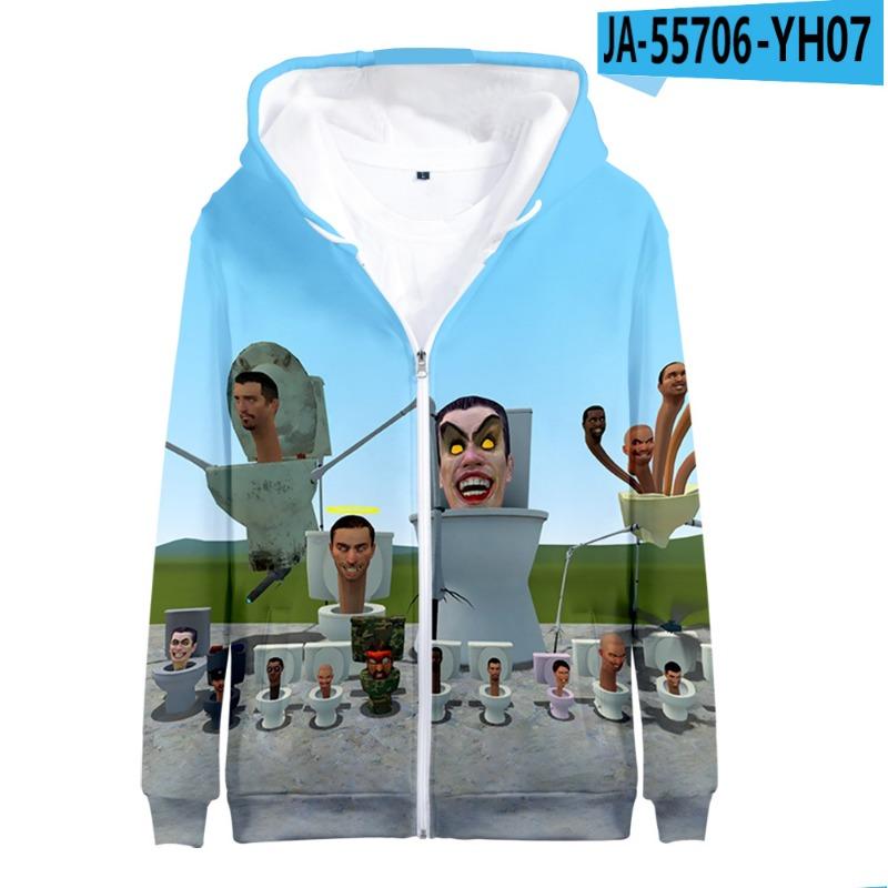 

Новая игра Skibidi Туалет застежка-молния Толстовки Мужские Женские Длинные рукава Пуловеры 3D принт Косплей мальчик девочки толстовки с капюшоном толстовка Одежда