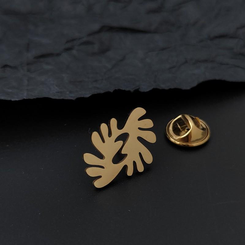 European American Retro Style Christmas Grass Stainless Steel Men s Brooch Cufflinks Suit Dress Accessories Personalized Versatile Clothing 14k