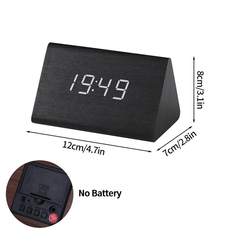 Wooden Digital Alarm Clock with Temperature Sound Desktop LED Bedside ClocK LED Alarm Clock Office Decoration Clock Home Decor