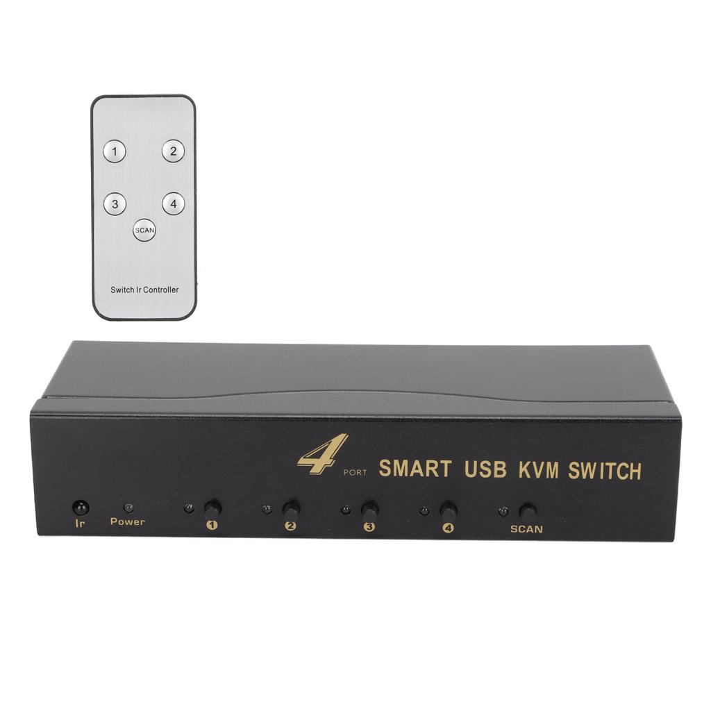KVM Switch VGA 1920 X 1440 Resolution 2 Switching Modes 4 USB Connector VGA Switch 100‑240VUS Plug