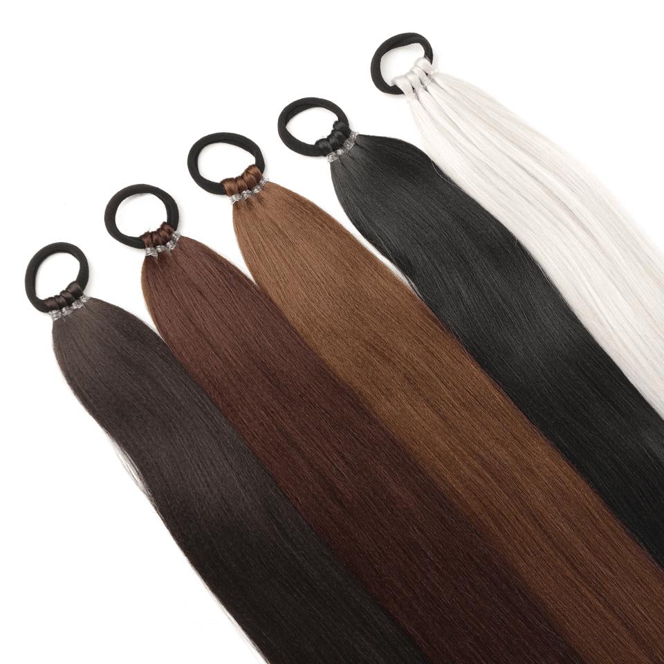 Estensioni Coda di Cavallo Sintetica Liscia Lunghe 70CM Elastico Versatile Parrucca Elegante Pezzi di Capelli per Donne alla Moda