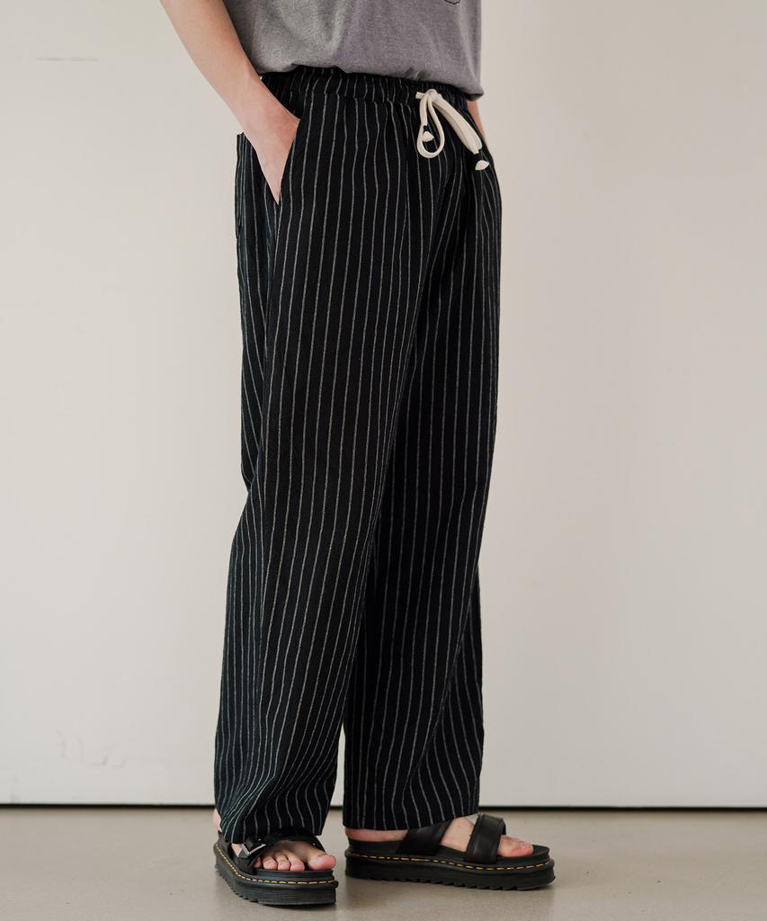 JEMUT Summer Striped Wide Pants Black Mmlp2628