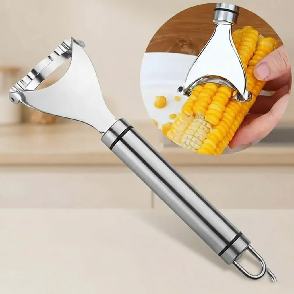 

Stainless Steel Corn Stripper Peeler Kitchen Tool Easy Cooking Grain Slicer Metal Cutter for Home and Kitchen Use серебряный