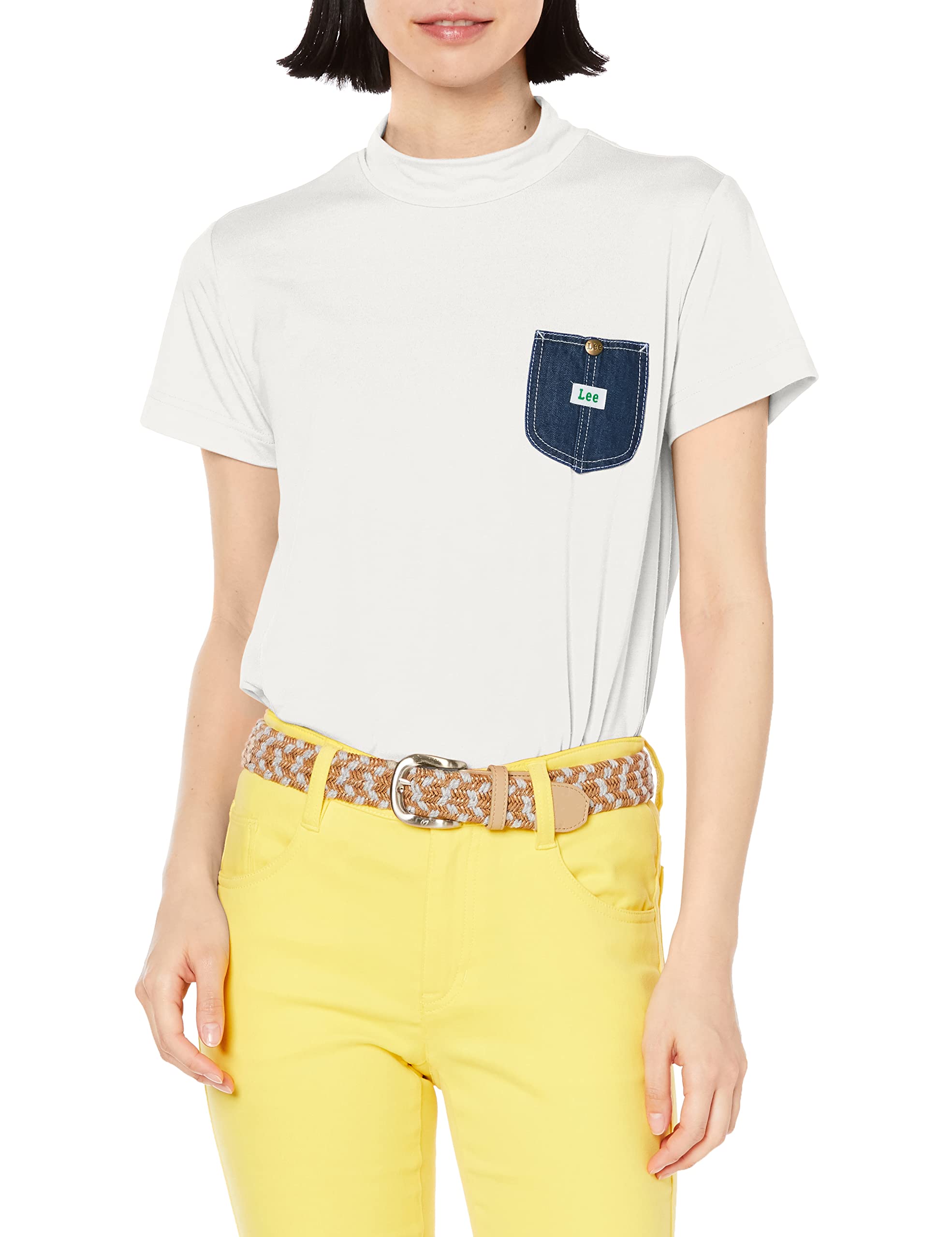 

Женская футболка Lee с воротником-стойкой, средняя, белая, белый