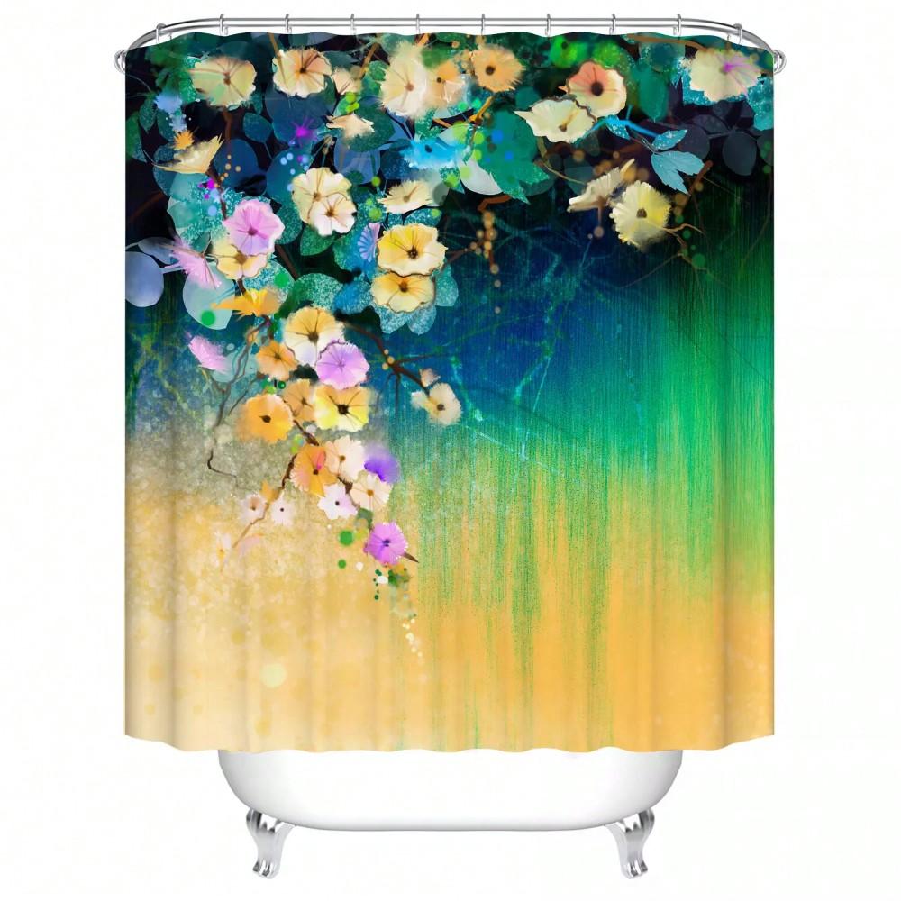 Charming Floral Shower Curtain: Embrace the Vibrant Design, Soft Fabric, and Warm Vibes for Your Cozy Bathroom