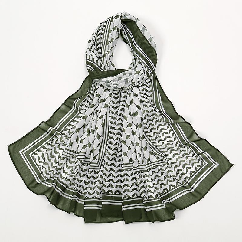 Arab Chiffon Scarf Women Muslim Hijab Islamic Scarves Shawl Printed Arab Long Prayer Scarf Breathable Uae Plaid Long Scarf