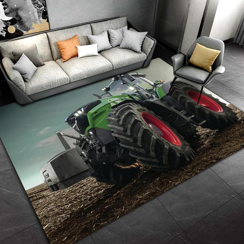 Car Tractor Series Pattern Truck Area Rug,Carpet Rug for Home Living Room Bedroom Sofa Doormat Decor,kids Non-slip Floor Mat 3D