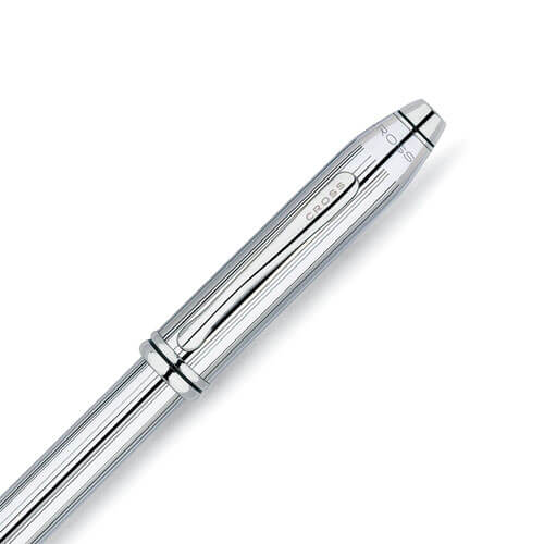 Cross Townsend Lustrous Chrome Fine Fountain Pen W/ S/Steel Nib