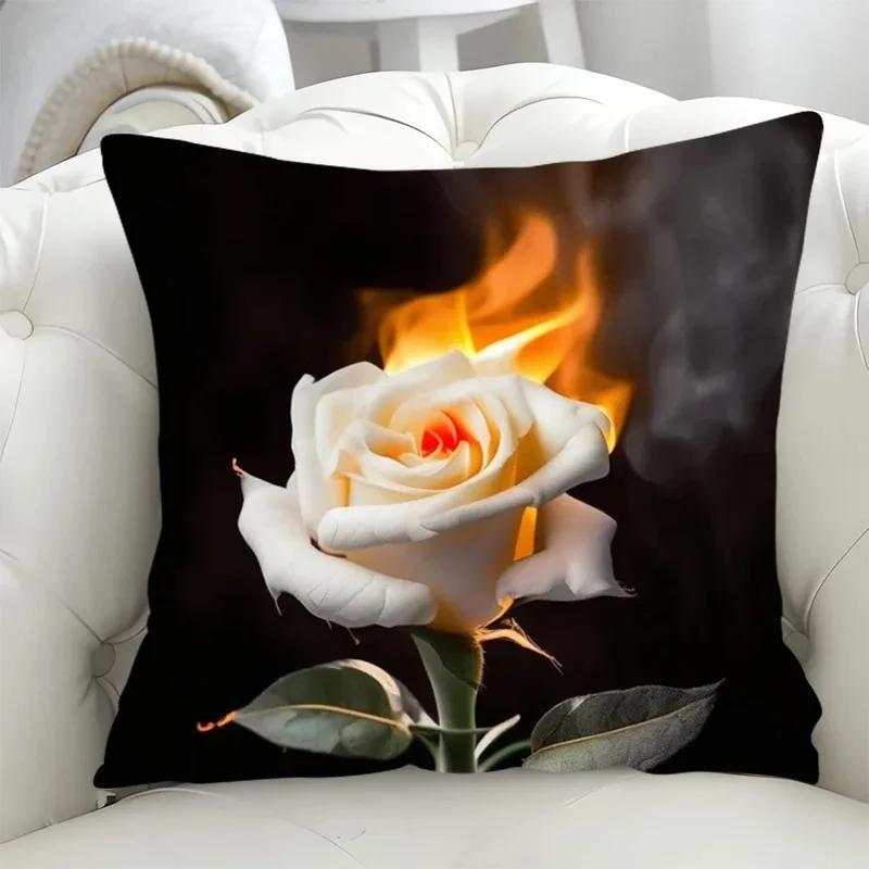 Luxury Home Decor Pillowcase Living Room Sofa Cushion Cover Rose Character Illustration Style Pattern Cushion Cover