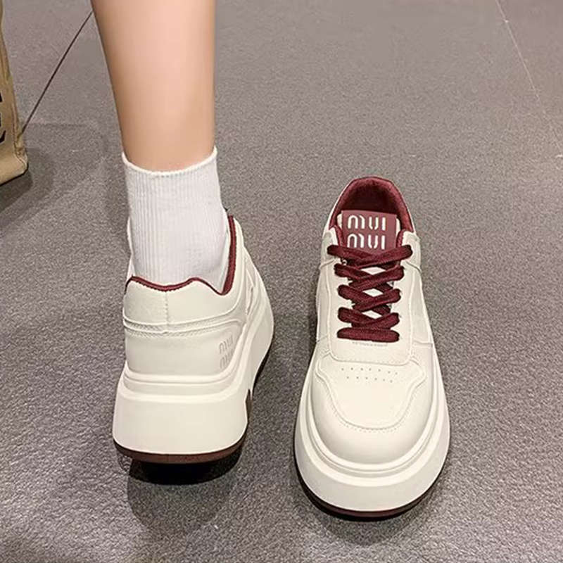 Campus Style Versatile Fashion Sports White Shoes Ins Trend 2025 Autumn New Heightened Thick-soled Casual Board Shoes for Women