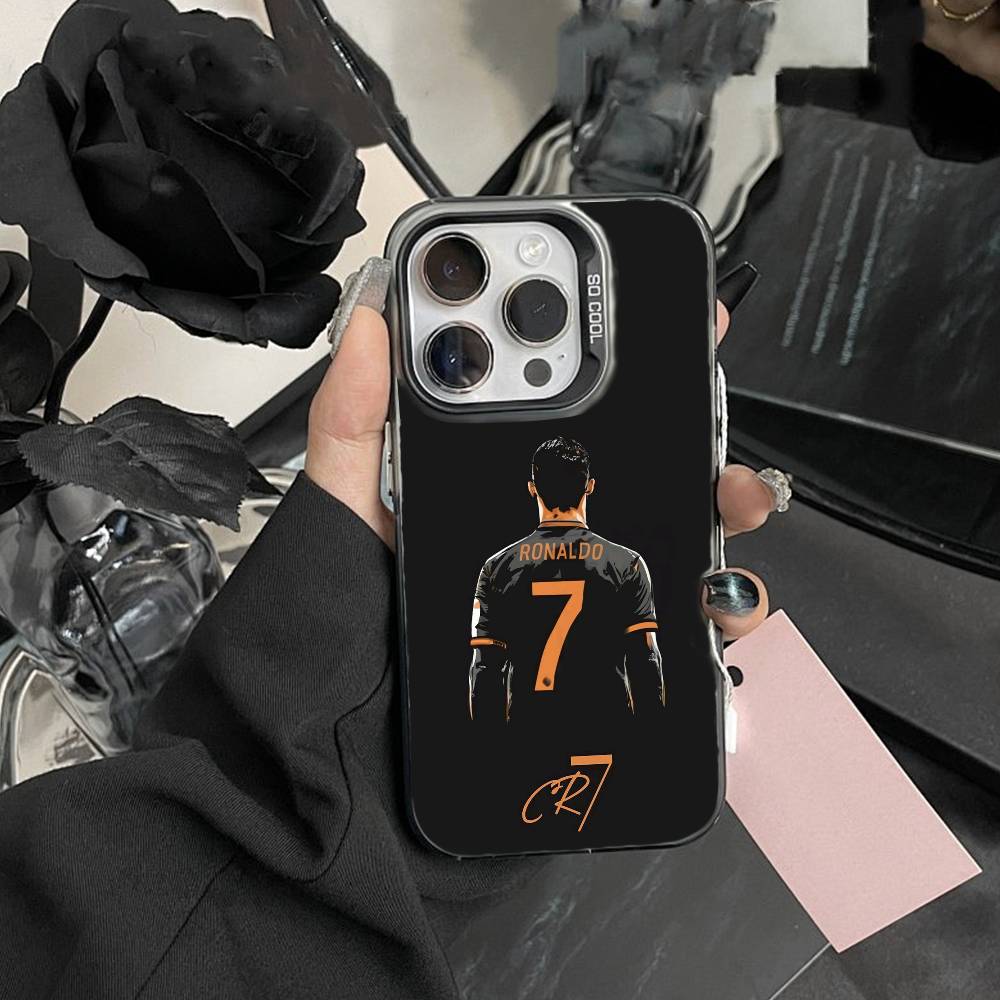 Custodia per telefono Player R-Ronaldo C-CR7 Per iPhone 17,16,15,14,13,12,Pro MAX Nera Opaca Cover Antiurto