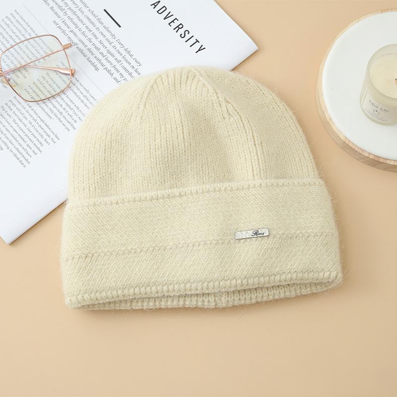 Women's Wool Hats with Autumn and Winter Versatile Thickened Warm and Cold Knitted Hats Showing Face and Ear Protection Cold Hats