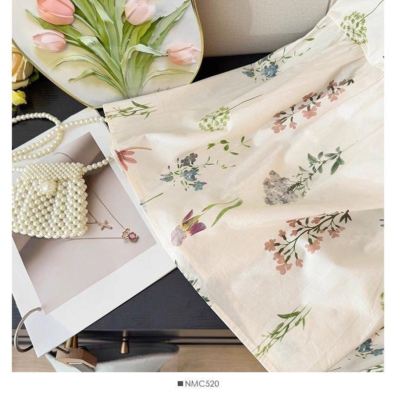 Womens Elegant Floral Print Tiered Maxi Skirt
