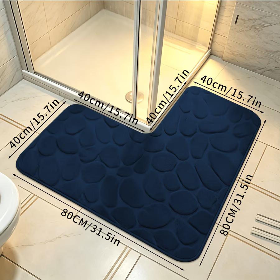 Ultra-Soft Bath Mat, L-Shaped Pebble Bath Mat, Soft and Comfortable Carpet, Suitable for Shower Mat, Bathroom Accessories,