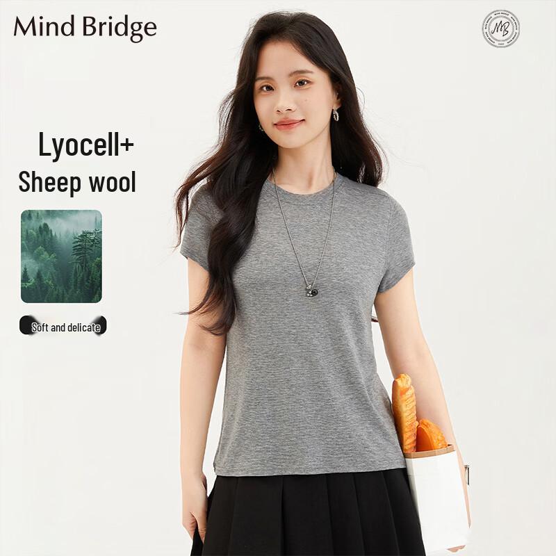 

Mind Bridge Women s Lyocell Blend Round Neck Three-Quarter Sleeve T-Shirt One Size F