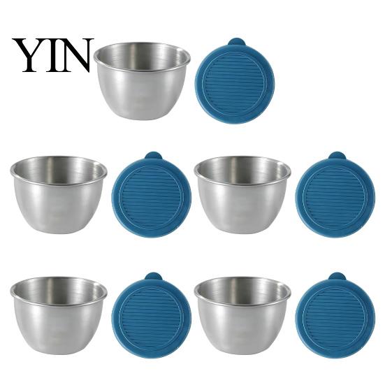 Stackable Sauce Cups for Meal Prep Stainless Steel Cup with Silicone Lid, Reusable Small Portable Salad Dressing Containers Condiment Container,
